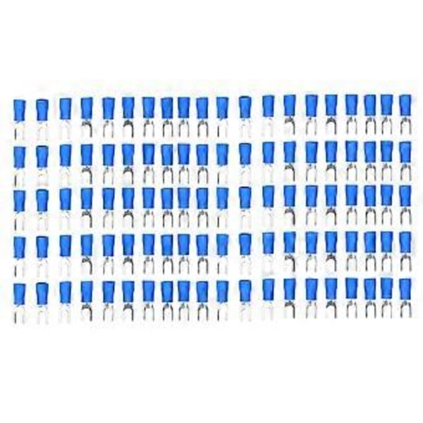 100 stk. Gaffelterminal Isolert 16-14AWG Ledningskrympekontakt Sett Kit for Utstyr