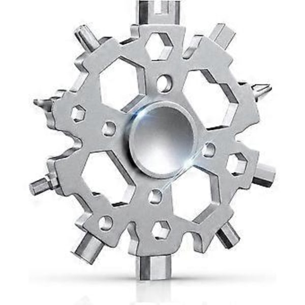 Present till män, Snöflinga Multiverktyg med Fidget Spinner-funktion, Ficköverlevnadsutrustning