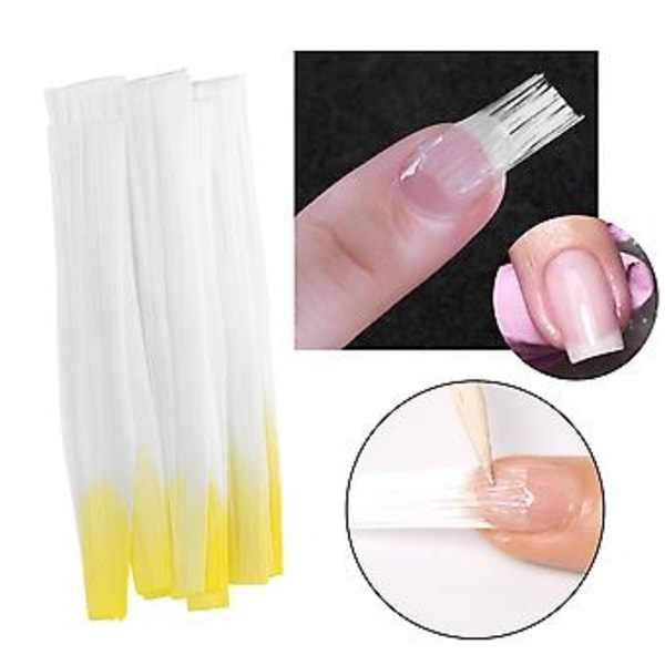 10 st Nagel Förlängning Glasfiber Nagel Snabb Förlängning Glasfiber Manikyr Verktyg (Gul)