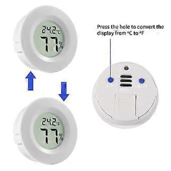 2 st Mini Rund Hygrometer Termometer Digital LCD Monitor Mätare Inomhus Utomhus Fuktighet Temperaturmätare