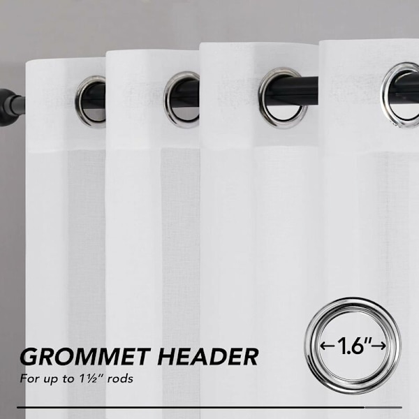 Sæt med 2 voilegardiner Super bløde øjengardiner Dekorative stue soveværelse pige baby 132x160cm Hvid