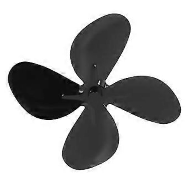 Udskiftningsblad til ovnventilator, aluminiumslegering, pejsventilator, 4 blade med sekskantnøgle, skrue, sort