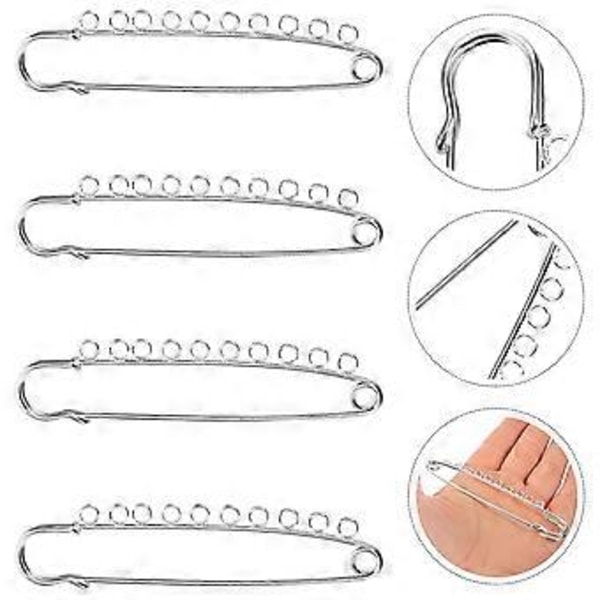 4 stk. Store Sikkerhedsnåle Metal Broche Nåle Kilt Nåle Fastgørelser til Tøj Tæpper Nederdele Quilting Strikkede DIY Håndværk