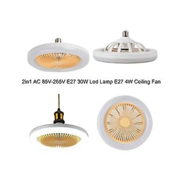 30W Takfläkt Med E27 Lampfot Omvandlare Med Fjärrkontroll För Säng Hem +