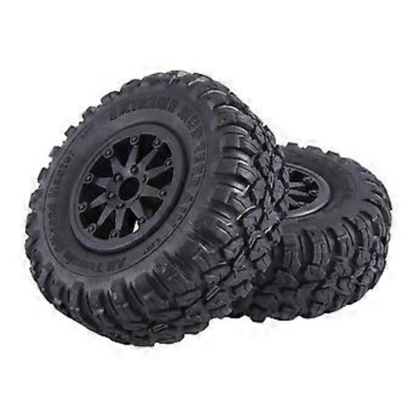 4 st 118X44mm 2,2 tums gummidäck & Beadlock-fälgar i plast för 1:10 RC Rock Crawler Axial SCX10 RR10 RC-bil, Svart