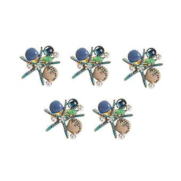 5 stk. Servietringe, Rhinest Nautisk Servietring Hs Serviet Le For ,