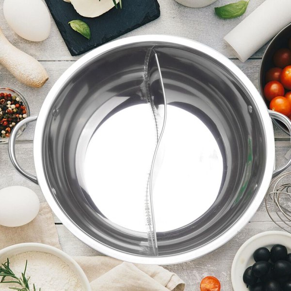 28cm Hot Pot Dobbelt Opdelt Rustfrit Stål 28cm Kogegrej Hot Pot Reglee Suppe Kompatible Lagergryder Hjem Køkken