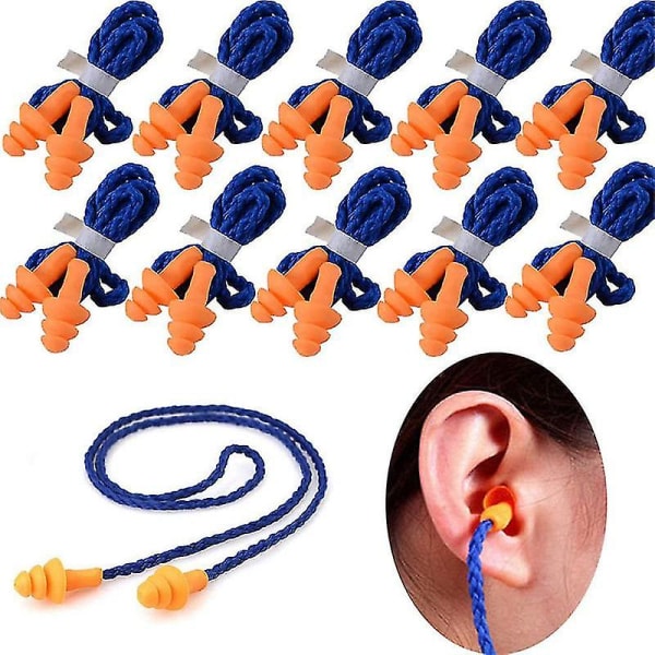 100 par individuelt innpakket myk silikon øreplugger med ledning Gjenbrukbare hørselsvern Gummi Ea