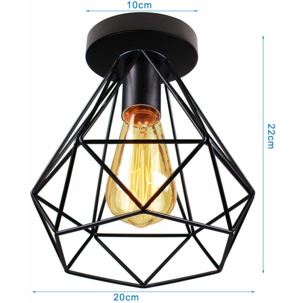 Teollinen kattovalaisin geometrinen häkki metalli seinävalaisin sisätilojen riippuvalaisin - 1 pakkaus