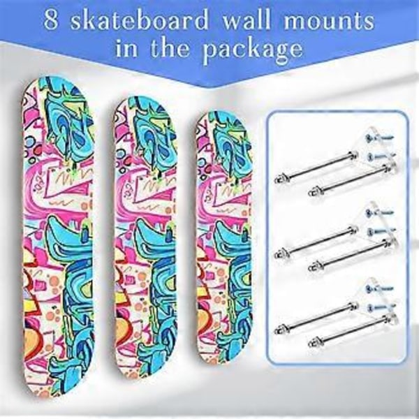 4 stk. skateboardophæng, skateboard vægmontering vægophæng rack opbevaringsdisplayholder til skateboards dækdisplay