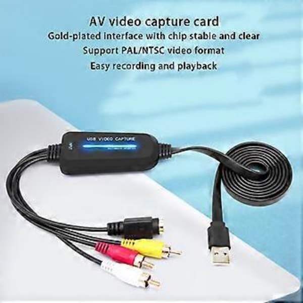USB 2.0 Videokaappauskortti VHS VCR TV Digitaalimuunnin Tuki Win 7/8/10