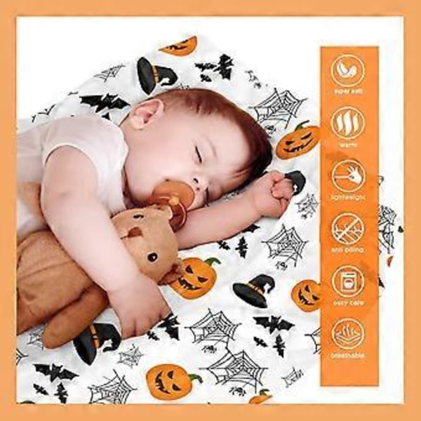 Tæppe Halloween Dekoration Græskar Fleece Letvægts Plaider Gave Til Fødselsdag Jul Bløde Flanelltæpper Til Alle Sæsoner Seng Sofa - 40x50 Tommer