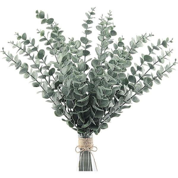 20 stjälkar konstgjord eukalyptus, äkta touch, falska silverdollarblad konstgjorda växter för jul, blomsterarrangemang, brudbuketter,