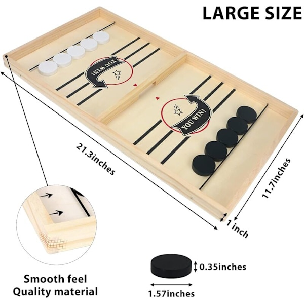 Nopea Sling Puck -peli - Suurikokoinen peli perheille - Superhauskaa - Puinen jääkiekko lapsille ja aikuisille - Huipputason sormijalkapallovoittajan lautapeli Pa