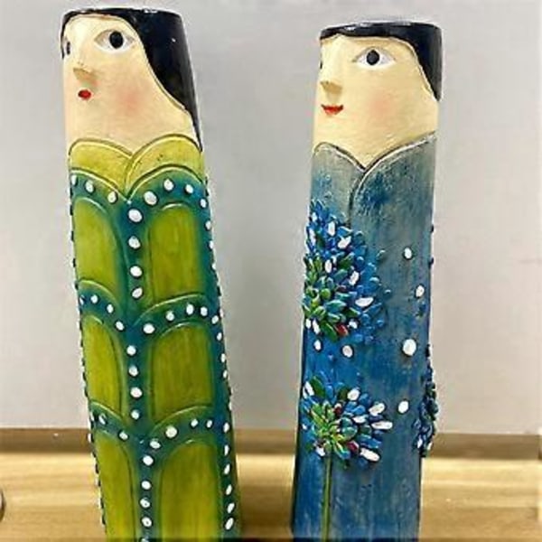 Bohemisk Familjeansikte Vas Handgjord Harts Torkade Blommor Heminredning Vas Hantverk Badrum Bokhylla Vardagsrum DekorationD