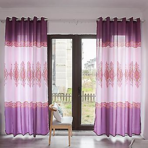 Mörkläggningsgardin i polyester för fönster, mörkläggningsdraperi, sovrum, vardagsrumsinredning (Lila)