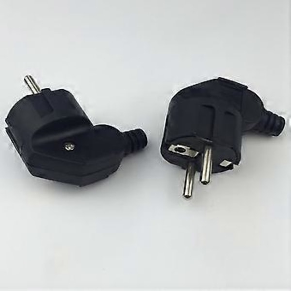 16A 4.8mm AC Elektrisk Strøm Ledningsplugg Mannlig for Ledningskontakter Skjøteledning Kobling 6 Stykker Svart EU Plugg