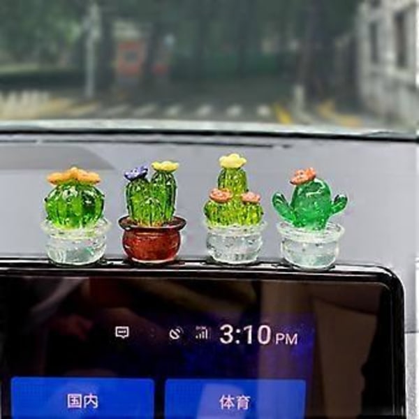 Resin Kaktus Ornament Bil Senterkonsoll Feste Dekor Miniatyr Figurer