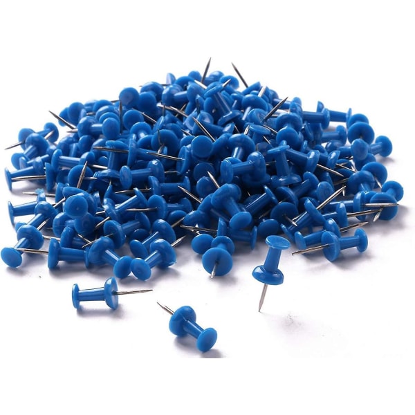 200 kpl värillisiä muovisia työntötappeja Koristeellinen kartta peukalonauhat teräksellä ilmoitustaululle ja askarteluun kotitoimistokäyttöön-sininen