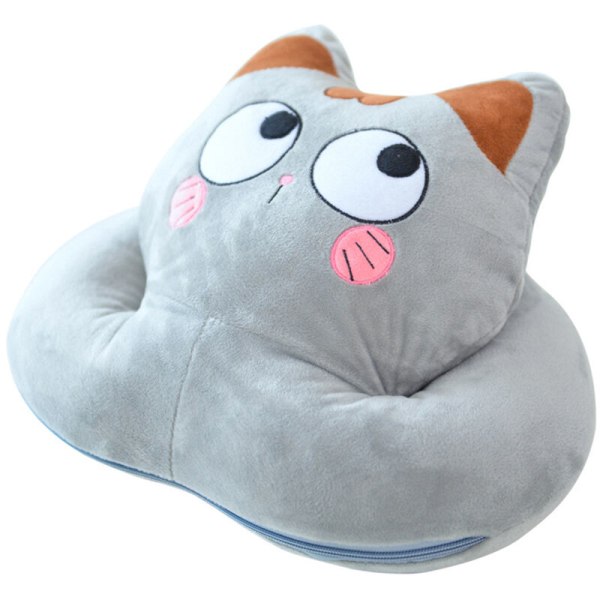 Multifunctional pillow & Hand warmer & blanket & cushion cute animal Gray 1.7cm