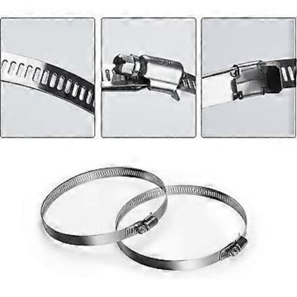 Jubilee Clip 4 stk, 118-140mm Jubilee Clip, store Jubilee Clips rustfritt stål, slangeklemme for hageslange/gassrør (justerbar)