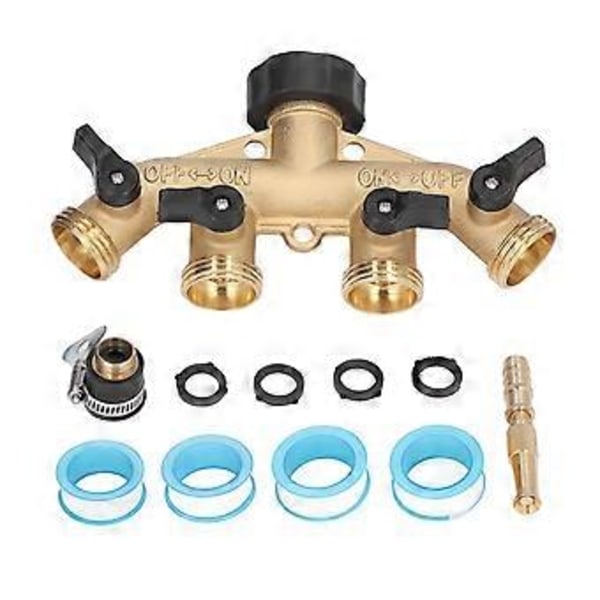 3/4in Vandhane Manifold Splitter 4 Vejs Messingrør Split Connector Haveslange Fordeler EU Standard
