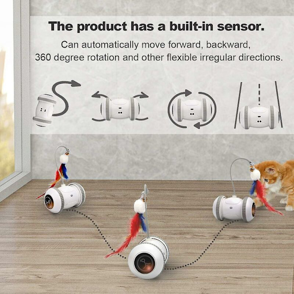 Automatisk sensor katt leksaker interaktiv smart robot elektronisk fjäder teaser självspelande usb laddningsbar kattunge leksaker för husdjur