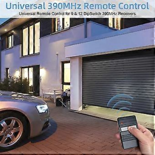 Fjärrkontroll för garageportsöppnare för Genie 390MHZ Overhead Door Opener Remote Sensor 9/12 Dip Switch