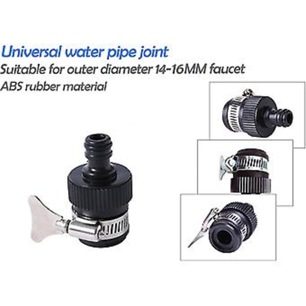 2 stk. 16 mm Universal Kran Kobling Adapter Mikser Kjøkken Hageslange Monteringsklemme