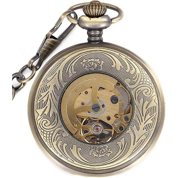 Mekanisk Självuppdragande Luminous Mekanisk Fickur Steampunk Stil Ihålig