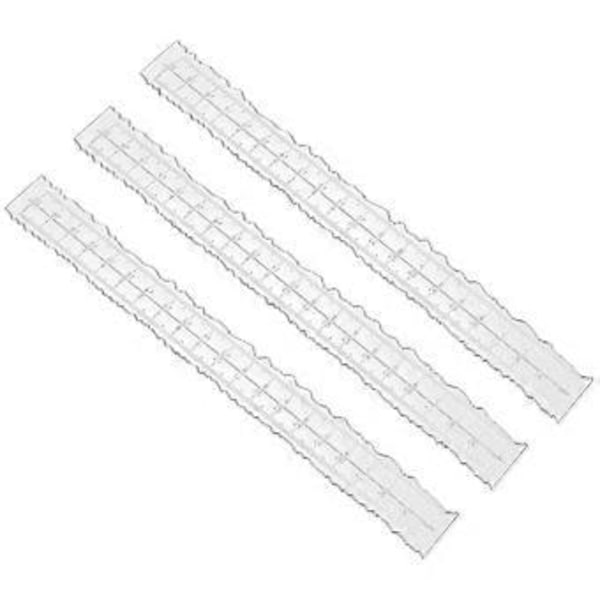 3 Stykker 21,3 cm Metall Uregelmessige Kanter Linjal Kanter Linjal for Kortlaging Scrapbooking Skole