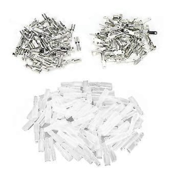 Kabelsko Flatstift Hane Hona 50st/Varje med 100st Isolerande Hylsor 2.8mm Silver