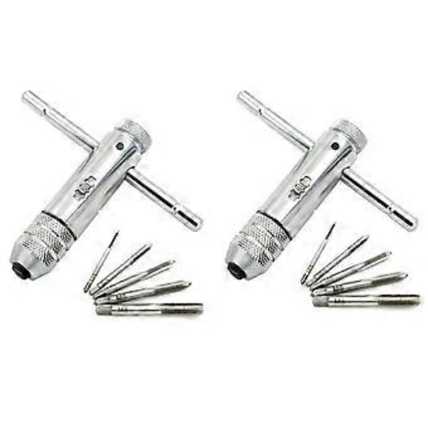 2 Set Justerbar T-Handtagsspärr Gängverktyg med M3-M8 Maskinskruv Gänga Metrisk Plug T-Formad Gänga