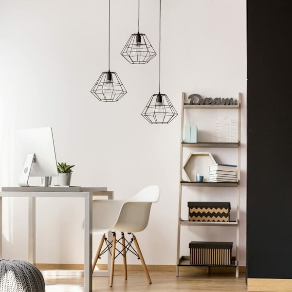 Metallskärm Retro Svart Lampskärm för Kök Matrum Sovrum Hall (Svart)