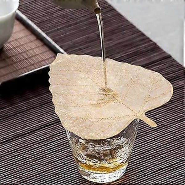Ny Håndlavet Bladsi af Rustfrit Stål, Te-infuser, Tefilter, Perfekt til Løs Te (Guld)