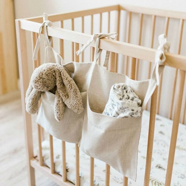 2 stk. Baby seng lomme arrangør sengside hengende multifunksjonell oppbevaringspose med 2 lommer for leker bleieoppbevaring (primærfarge)