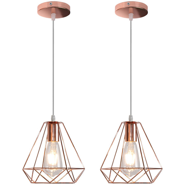 Modern hängande lampa i metallbur, justerbar taklampa för bar, café, 2-pack