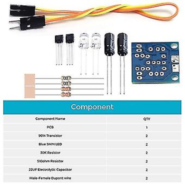 4-delars Set 5mm Led Blink Diy Kit Elektronisk Kit Pcb Krets Färdighetsinlärningskit