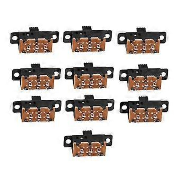 10st Hög Knopp 6 Pin 3 Positioner Dpdt Panel Glidbrytare 0.5a 50v Dc