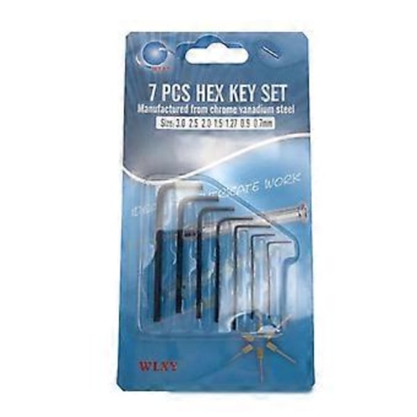 Nytt 7 stk. 0,7 mm-3 mm Mini Sekskant Hex Allen for Nøkkelsett Skiftenøkkel Skrutrekker Verktøy Ki
