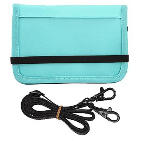Portabel Nylon RFID Stöldskydd Reseplånbok för Pass Kreditkort Förvaringsväska Organizer (Blå)
