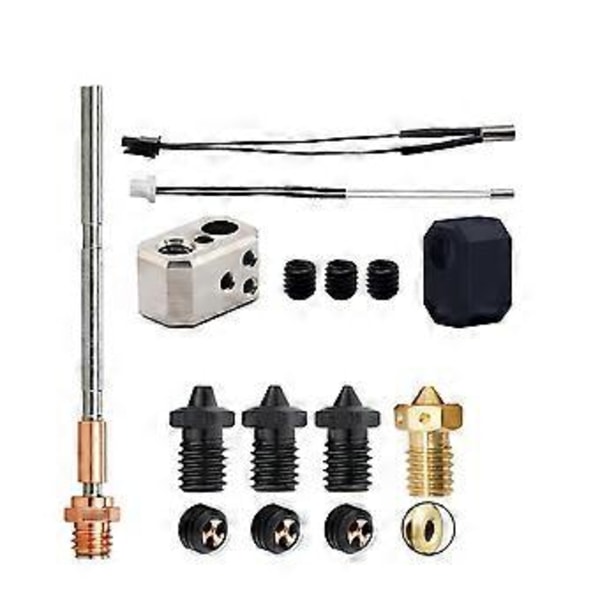 För Prusa I3 MK4 Extruder Hotend+E3DV6 Mässingsmunstycke 0.4mm+3xHärdat Stål Munstycke 24V 40W Värmestav Kit för Prusa I3