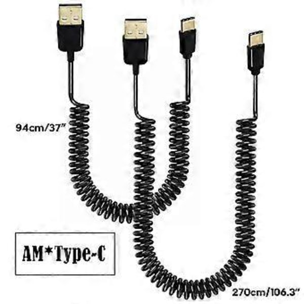 USB 3.1 Typ C Hane till USB 2.0 Hane Spiralkabel Laddningsförlängningskabel
