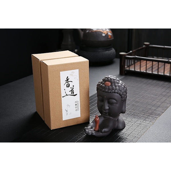 Tilbagevendende røgelsesbrænder med tilbagestrømningsrøgelseskegle, keramisk hjem tilbagestrømningskegle røgelsesbrænder (buddha røgelsesbrænder)