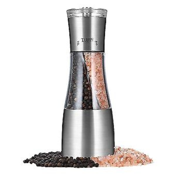 Peppar- och saltkvarn 2 i 1, dubbel kvarn med justerbar grovhet med keramisk rotor, Kök
