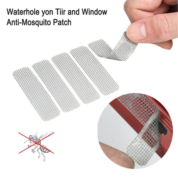 Dør/vindue Skærmreparation Patch Sæt, Stærk selvklæbende Vandtæt Glasfiber Mesh Patches til at dække huller, 6 X 1,5 cm, 30 ark