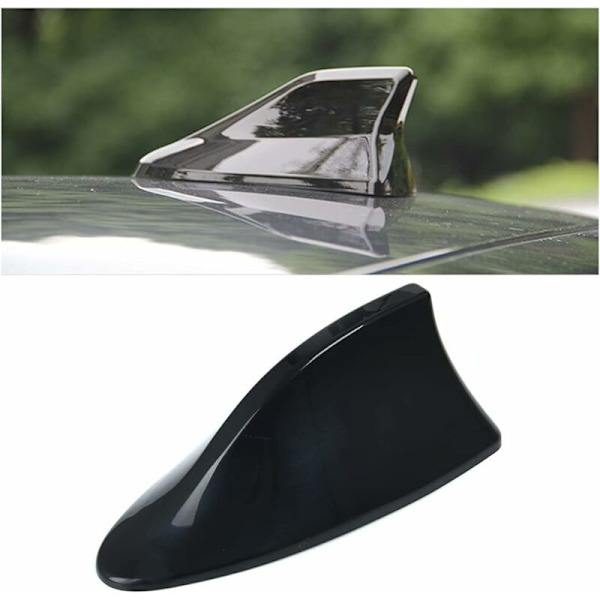 Fin Roof Antenna Decoration, Car Sharks Shark Fin Antenna Cover Automotive Roof Antennas, for Most Cars, Improve Signal (Black)