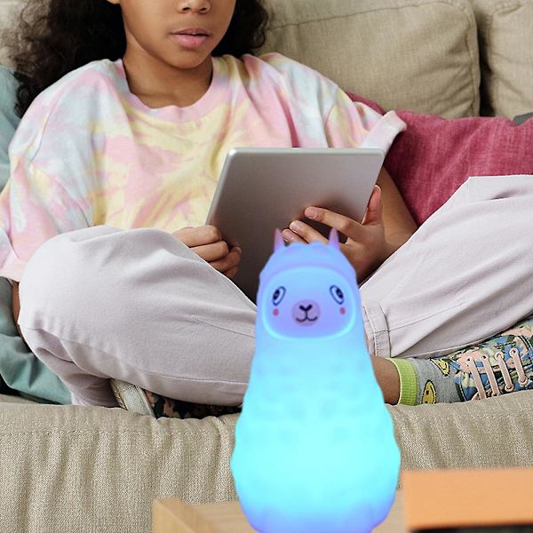 Alpaka Silikonenatlampe, USB-opladningslys Genopladelig Touch-kontrol