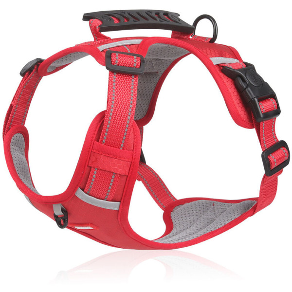 No Pull Dog Harness Adjustable Reflective Oxford Easy Control small Medium Large Dog Harness Red-M