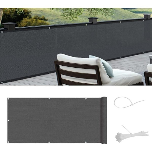 Balkongskydd HDPE Sekretesskyddsskärm, Vindskydd UV-resistent, 90x500cm, Antracit